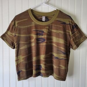 Alternative Cropped Camo Top Women's Sz L